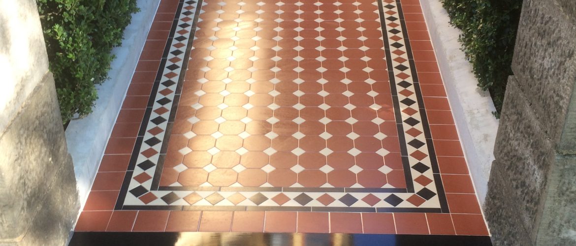 Tessellated Brown, Black and White tiles - Pathway